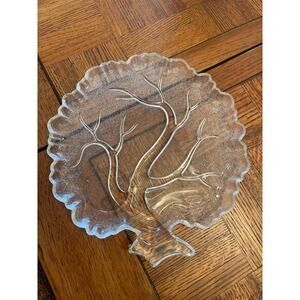 Set of 8 ATLAS Vintage Hazel Atlas Tree of Life Textured glass snack plates.